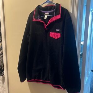 Patagonia Black and Pink Fleece Pullover